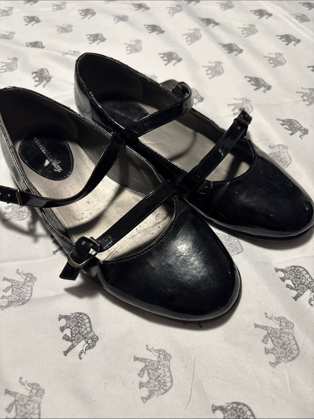 Black Patent Mary Jane Cross-Strap Flats
